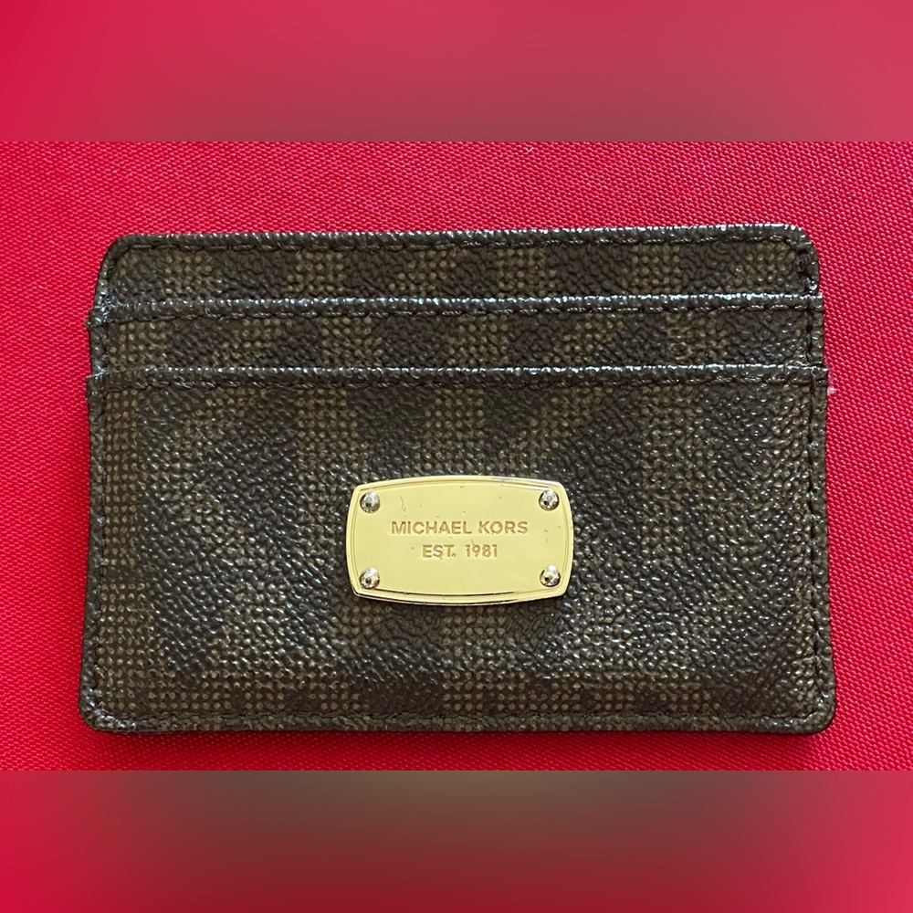 Michael Kors Brown Textured Card Holder